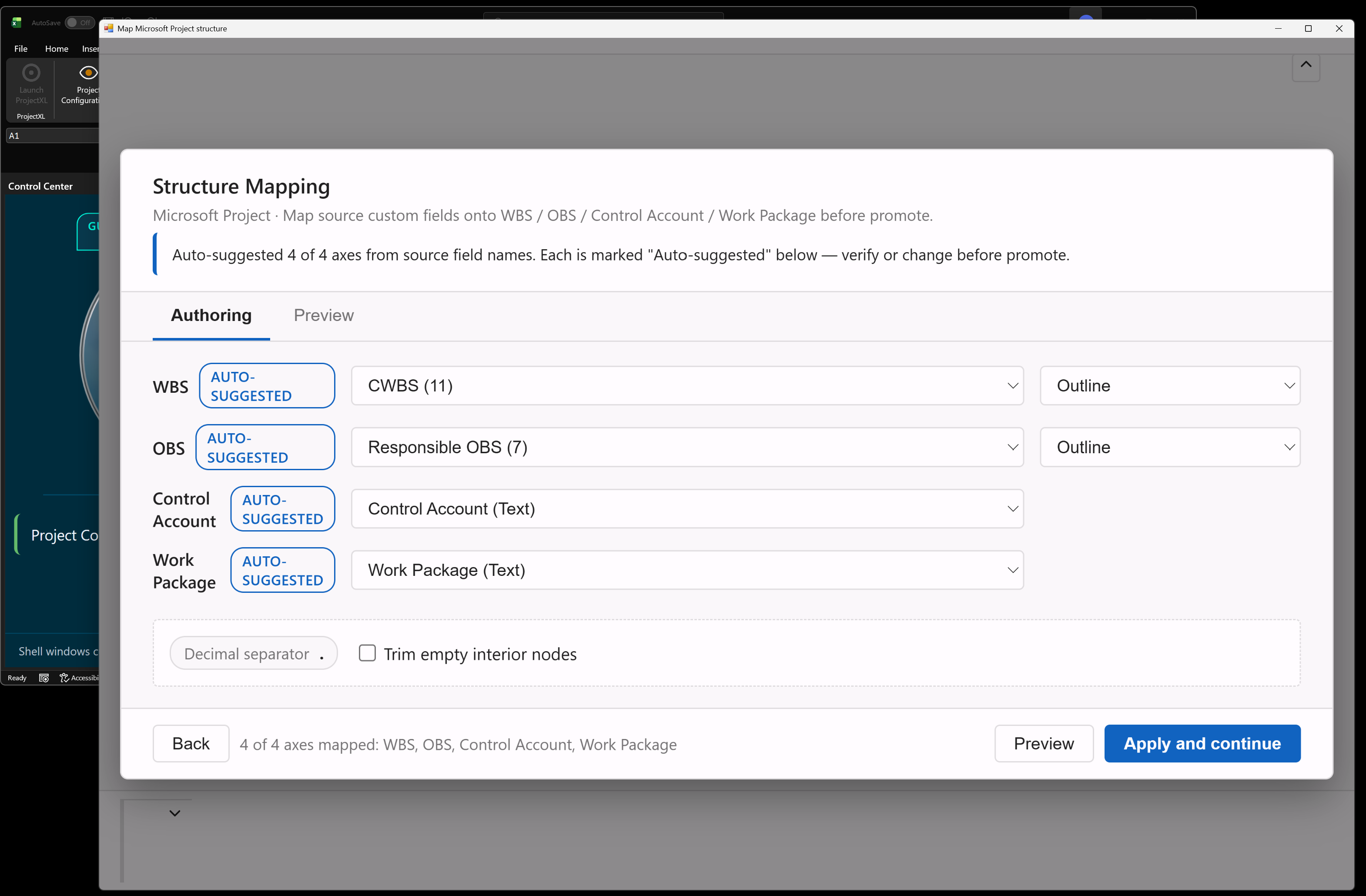 MS Project Scope Mapping