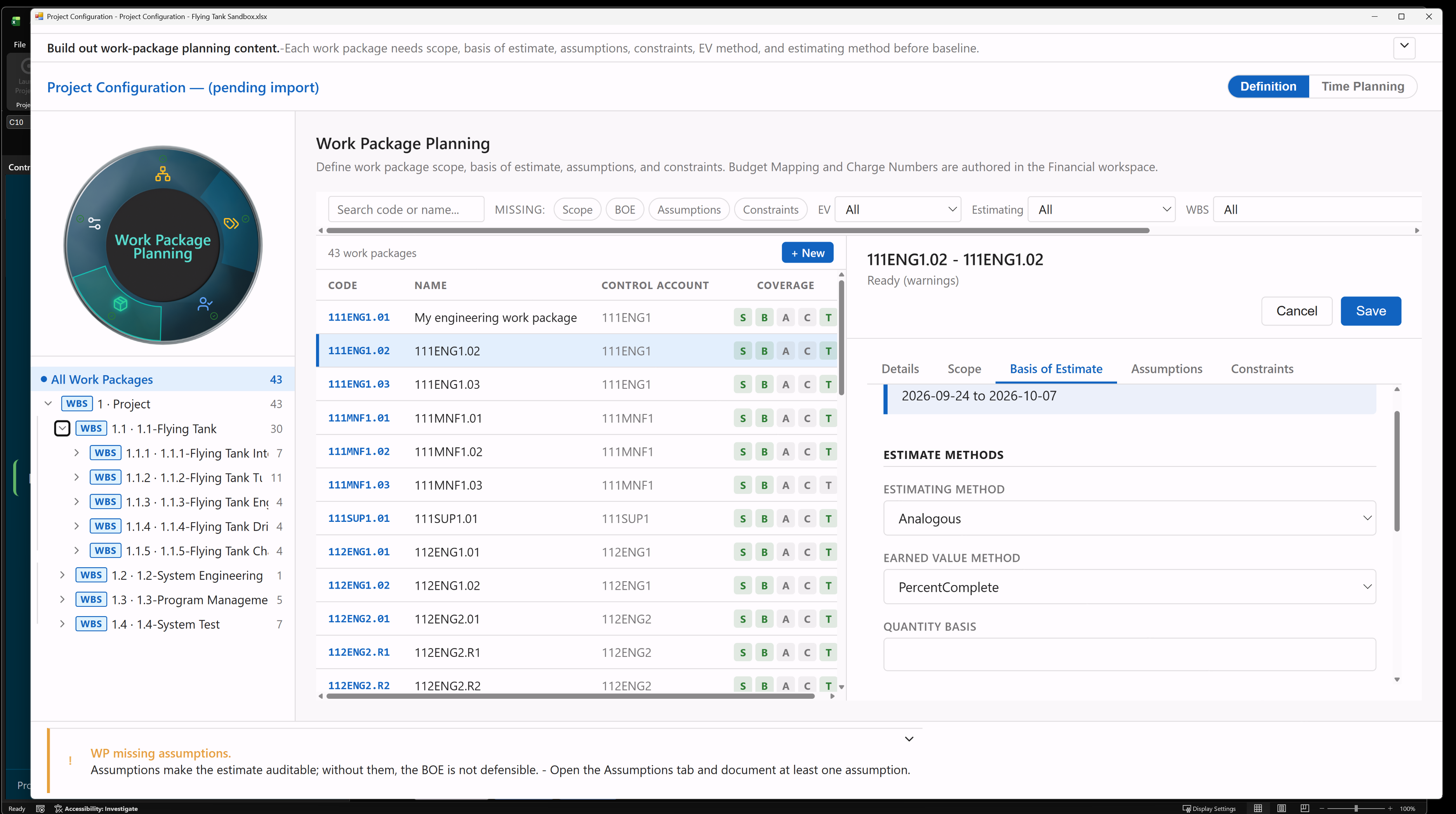 Control Accounts and Work Packages